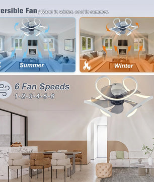 Nordic Smart Plafondventilator met LED – Scandinavisch Geometrisch Design met APP en Afstandsbediening, 6 Snelheden en Stille DC-Motor voor Woonkamer en Slaapkamer