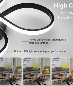Moderne LED Plafondlamp – Bloemvormig Design – 45W Koel Wit 6500K – Zwarte Aluminium Plafondverlichting voor Woonkamer, Keuken en Slaapkamer