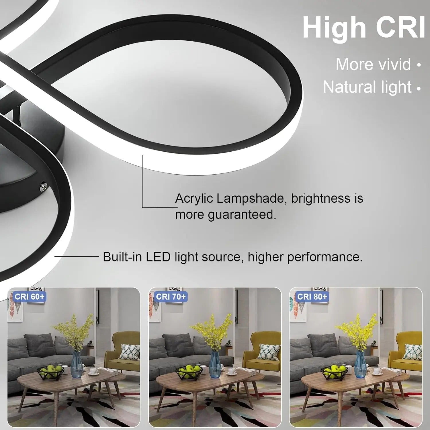 Moderne LED Plafondlamp – Bloemvormig Design – 45W Koel Wit 6500K – Zwarte Aluminium Plafondverlichting voor Woonkamer, Keuken en Slaapkamer