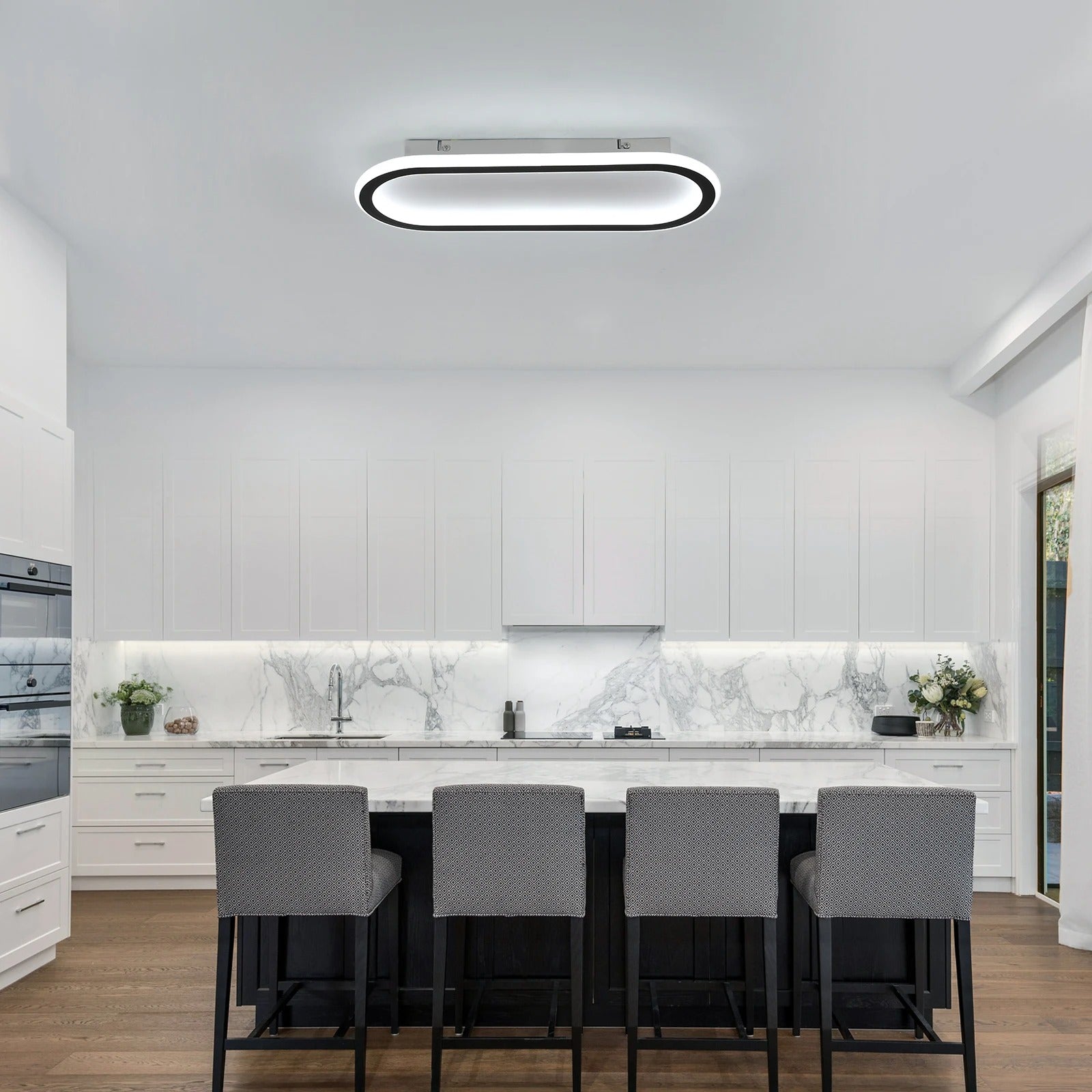 Ultradunne LED Plafondlamp 33W – Zwart Wit Design 41 cm – Koel Wit 6500K – 3712 Lumen – Slechts 4,8 cm Hoog