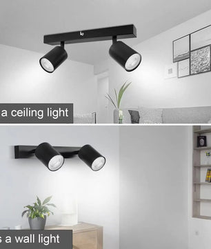 2-Lichts GU10 Plafondspot – Moderne Metalen Opbouwlamp met Verstelbare Spots – Gerichte Verlichting voor Woonkamer, Slaapkamer en Keuken