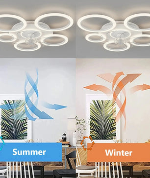 Moderne Plafondventilator met LED-Verlichting – Minimalistische Cirkel Ventilatorlamp met Afstandsbediening, 3 Snelheden en 3 Lichtkleuren voor Woonkamer en Slaapkamer