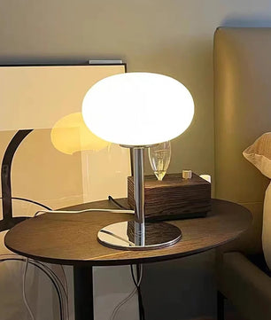 Lollipop Tafellamp – Retro Crème Glazen Tafellamp met Touch Bediening – Dimbaar en Oplaadbaar Omgevingslicht