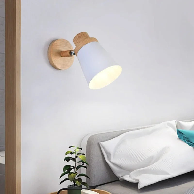 Moderne LED Wandlamp – IJzer en Hout met E27 Fitting – Macaron Design voor Woonkamer en Slaapkamer