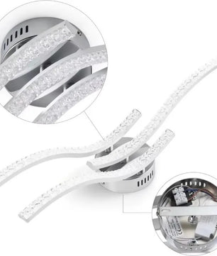 LED Kroonluchter – Moderne 3-Armige Golvende Plafondlamp van Metaal en Acryl met Geïntegreerde LED – Design Verlichting voor Woonkamer en Eetkamer