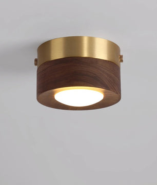 LED Plafondlamp van Hout – Moderne Opbouwlamp met Walnoot en Es Accenten – Minimalistische LED Binnenverlichting voor Woonkamer en Gang