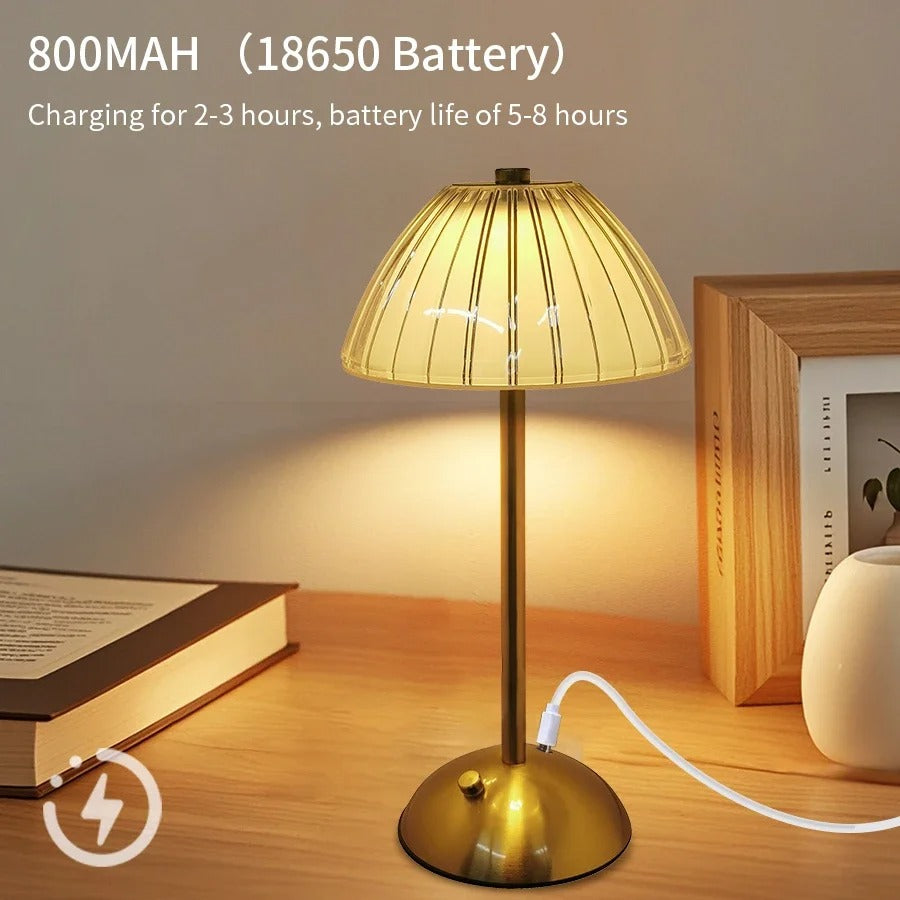 Kristallen LED Tafellamp – Oplaadbare Dimbare Nachtlamp en Boeklicht voor Sfeerverlichting en Decor