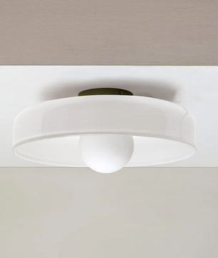 Scandinavische Glazen Plafondlamp – LED Opbouwlamp met Gekleurde Glazen Kap voor Hal, Woonkamer en Slaapkamer