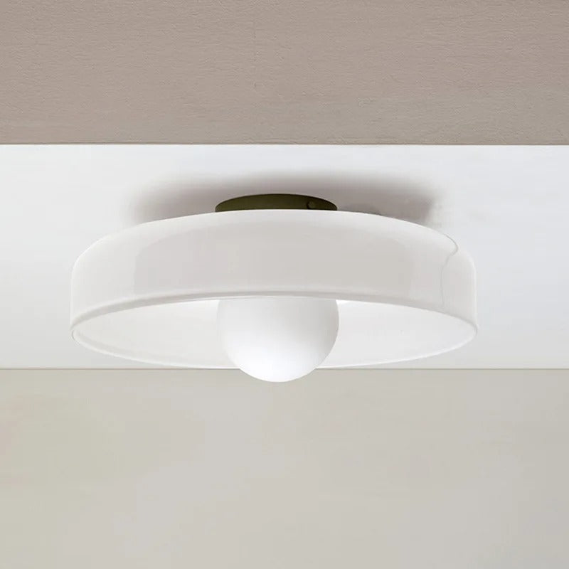 Scandinavische Glazen Plafondlamp – LED Opbouwlamp met Gekleurde Glazen Kap voor Hal, Woonkamer en Slaapkamer