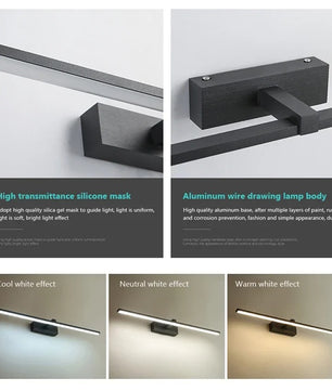 Moderne LED Wandlamp Badkamer van Aluminium – 3 Kleurstanden, Strakke Spiegel- en Make-up Verlichting voor Wandmontage