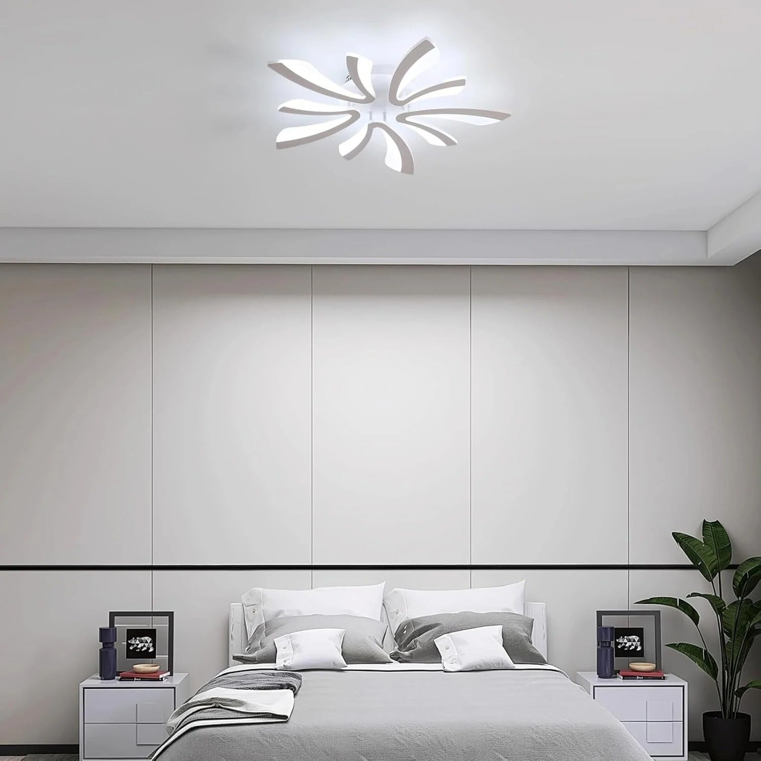 Moderne LED Plafondlamp 50W – V-Vormige 5-Kops Designlamp – Acryl – Neutraal of Koud Wit – 5625 Lumen