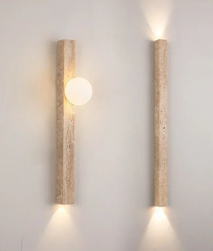 Wabi-Sabi Wandlamp van Gele Grotsteen – Retro Creatief Design voor Gang, Trap en Slaapkamer