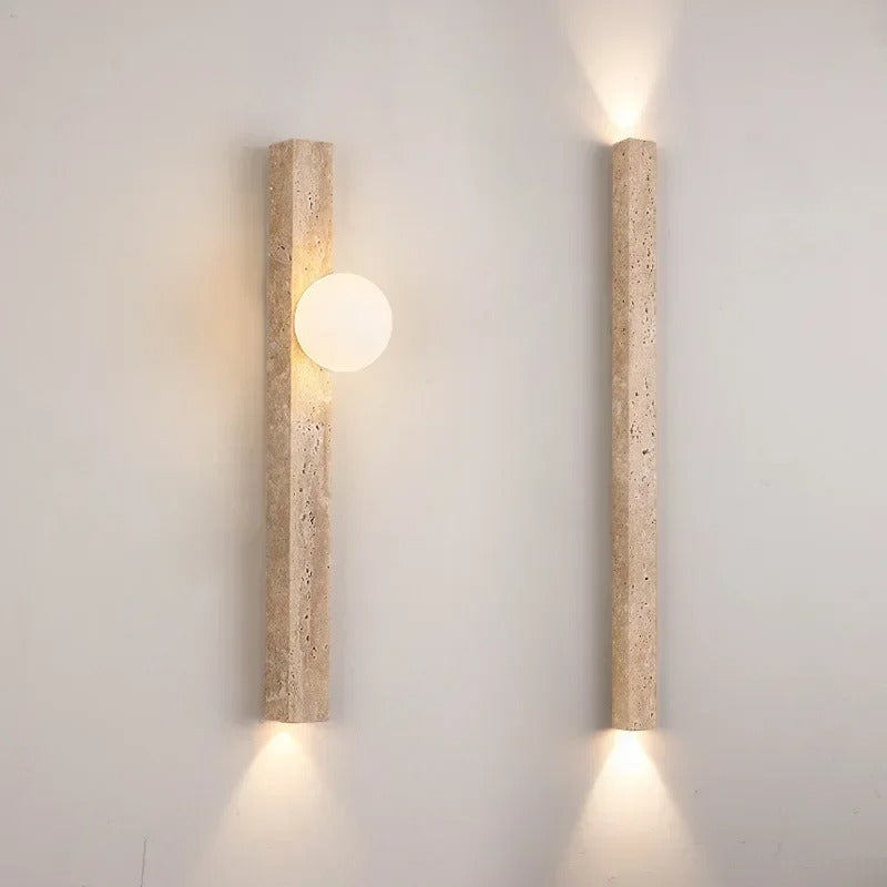 Wabi-Sabi Wandlamp van Gele Grotsteen – Retro Creatief Design voor Gang, Trap en Slaapkamer