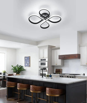 Moderne LED Plafondlamp – Bloemvormig Design – 45W Koel Wit 6500K – Zwarte Aluminium Plafondverlichting voor Woonkamer, Keuken en Slaapkamer