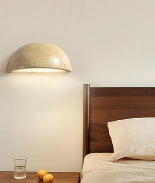 Halfronde Wandlamp van Natuursteen – Nordic Wabi-Sabi Design voor Woonkamer en Slaapkamer