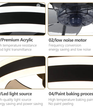 Moderne LED Plafondventilator – Stille Ventilatorlamp met Dimbare Verlichting, Omkeerbare Motor en Afstandsbediening voor Slaapkamer en Woonkamer