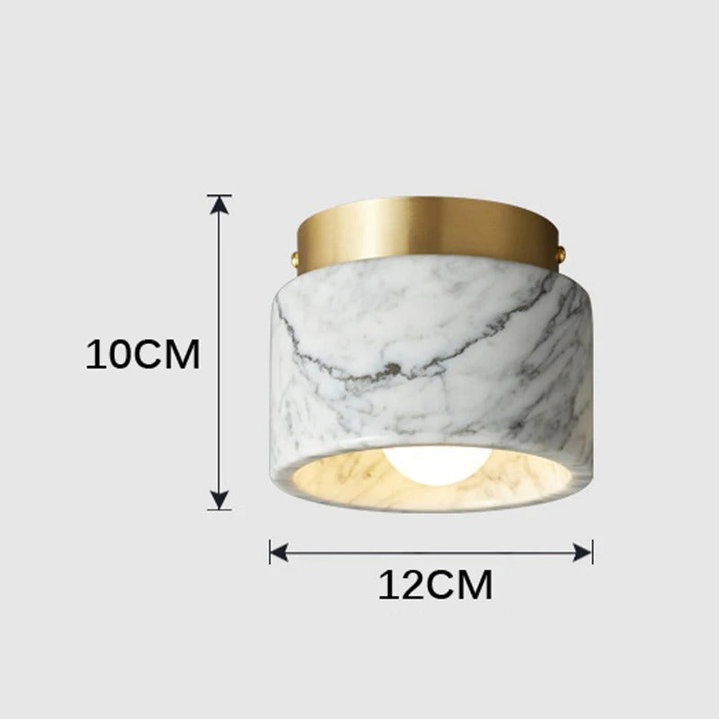 Ronde Marmeren LED Plafondlamp – Nordic Steen en Metaal – Opbouw Plafondverlichting met E27 voor Hal, Woonkamer en Slaapkamer