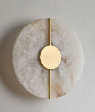 Moderne Marmeren LED Wandlamp – Ronde Albast Wandverlichting met Goud of Koper voor Woonkamer en Slaapkamer