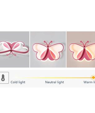 Vlinder LED Plafondlamp – 90W Creatieve Designlamp in Roze – Dimbare LED Verlichting voor Kinderkamer, Slaapkamer en Woonkamer