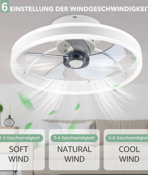 Plafondventilator met LED-Verlichting – 50W Stille 2-in-1 Ventilatorlamp van 50 cm met Dimbaar Licht, 6 Snelheden en Afstandsbediening voor Woonkamer en Slaapkamer