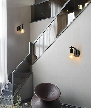 Set van 4 Zwarte Metalen Wandlampen – Industriële Wandverlichting met E27 Fitting – Duurzame Binnenlampen voor Woonkamer, Slaapkamer en Hal