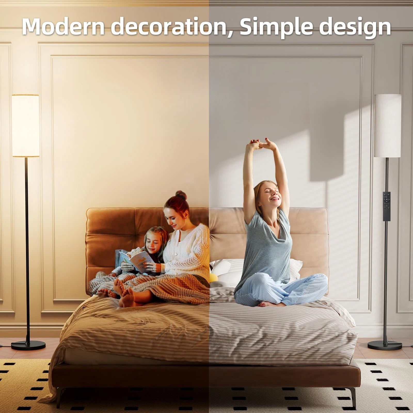 Moderne Vloerlamp met Lampenkap – Hoge Staande Lamp met Dimbare 9W LED en Voetschakelaar – Minimalistische Verlichting voor Woonkamer en Slaapkamer