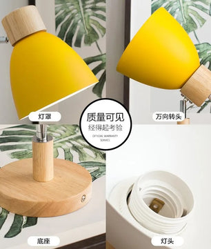 Houten Scandinavische Wandlamp – Moderne E27 Binnenverlichting met Schakelaar en Draaibare Kop