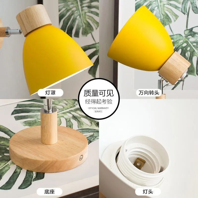 Houten Scandinavische Wandlamp – Moderne E27 Binnenverlichting met Schakelaar en Draaibare Kop