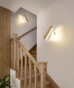 Moderne Magnetische Wandlamp – 4W LED – 360° Draaibaar – Warm Wit 3000K – Draadloze Wandverlichting in Hout en Wit