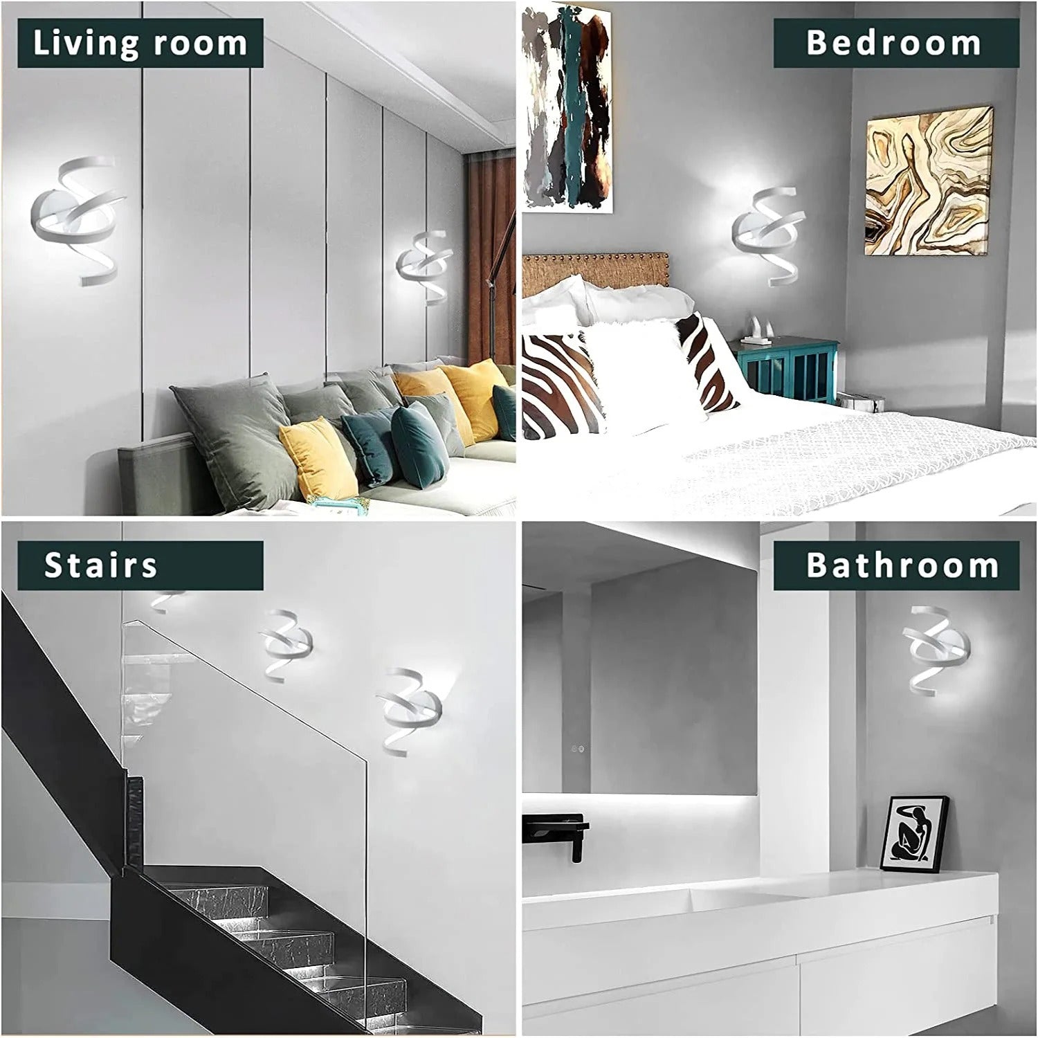Moderne LED Spiraal Wandlamp – Aluminium en Acryl, 20W 2200LM voor Woonkamer en Slaapkamer