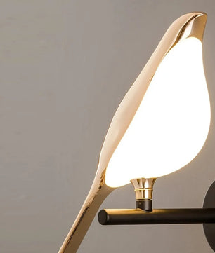 Gouden Vogel LED Wandlamp – Artistieke Wandkandelaar van Metaal – Decoratieve Sfeerverlichting voor Woonkamer en Slaapkamer