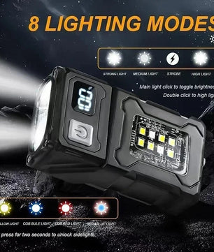 Mini USB-C Oplaadbare LED Zaklamp – Magnetisch, 180° Draaibaar & Multifunctioneel – Compacte COB Werklamp met Powerbankfunctie