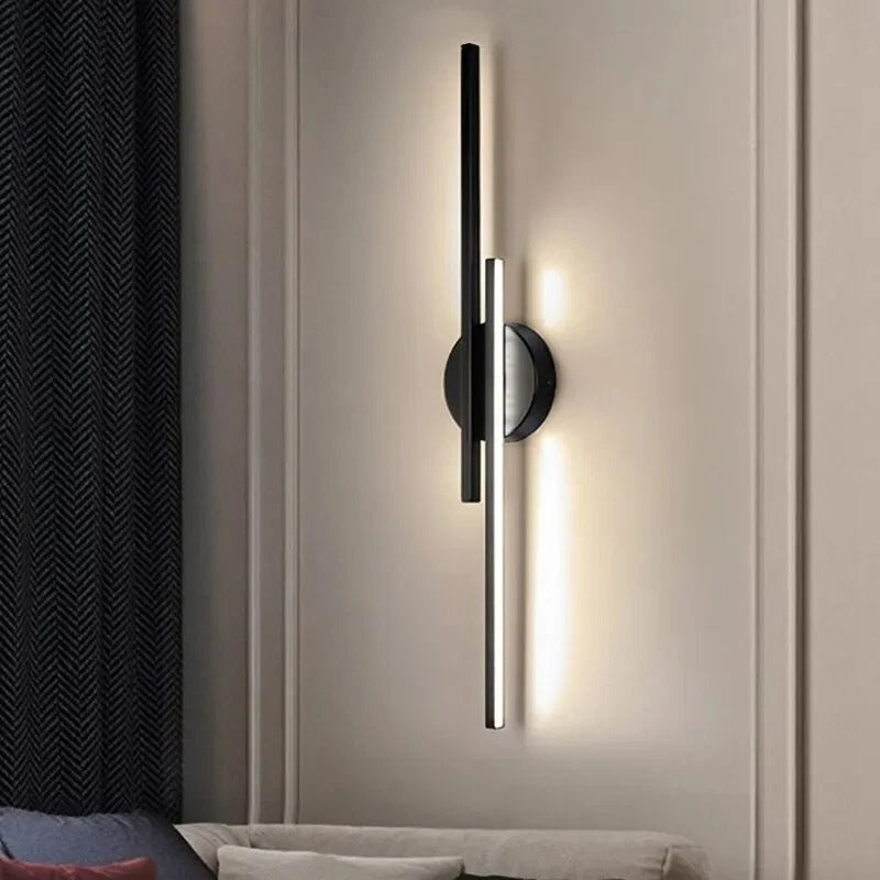 LED Wandlamp Dubbellijn – Scandinavisch Minimalistisch Design met Driekleuren LED – Moderne Acryl Wandverlichting voor Woonkamer en Slaapkamer