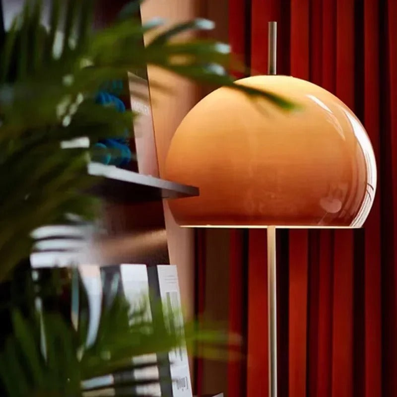 Bauhaus Retro Glazen Tafellamp – Paddenstoel Lamp met Oranje Gradiënt – Decoratieve Sfeerlamp voor Woonkamer en Slaapkamer