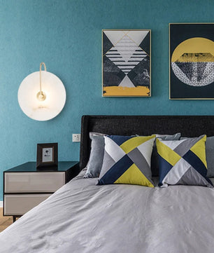 Moderne Scandinavische Wandlamp – Ronde LED Wandverlichting met Marmeren Detail – Minimalistische Wandlamp voor Woonkamer, Slaapkamer & Badkamer