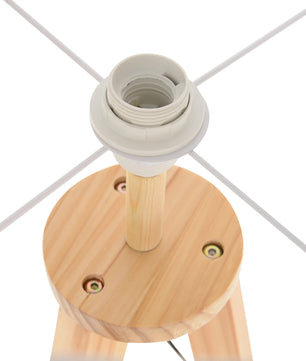 Houten Vloerlamp met Stoffen Kap en Tripod Basis – Staande Lamp met Plank – Modern Design 154 cm voor Woonkamer en Slaapkamer