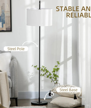 Vloerlamp met Linnen Kap – Moderne Gebogen Staande Lamp E27 – Sfeerverlichting voor Woonkamer en Leeshoek (163,5 cm)