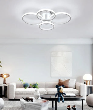 Moderne LED Plafondlamp 48W – Ronde Designlamp met Vier Ringen – Acryl en Metaal – 6500K Koelwit – 5400 Lumen