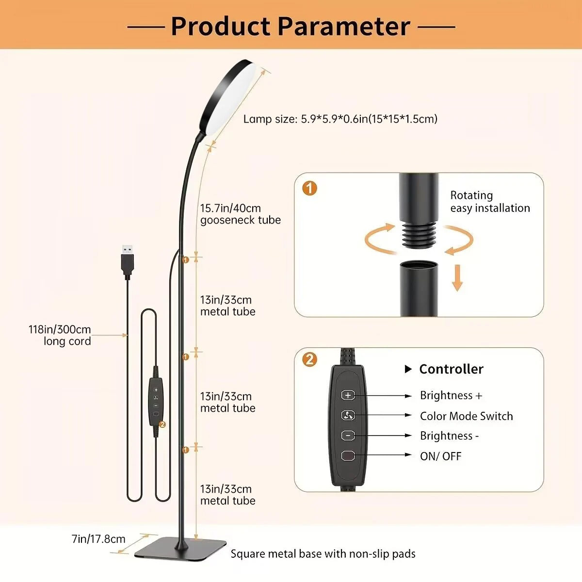 LED Vloerlamp met Flexibele Zwanenhals – Dimbare Staande Leeslamp met 3 Lichtkleuren – Verstelbare LED Lamp voor Woonkamer, Slaapkamer en Kantoor