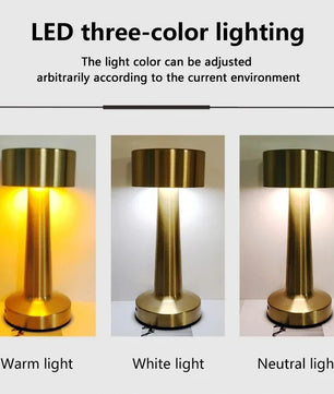 Oplaadbare LED Tafellamp met Touch Bediening – Retro Design – Dimbaar met 3 Lichtkleuren en Type-C Opladen