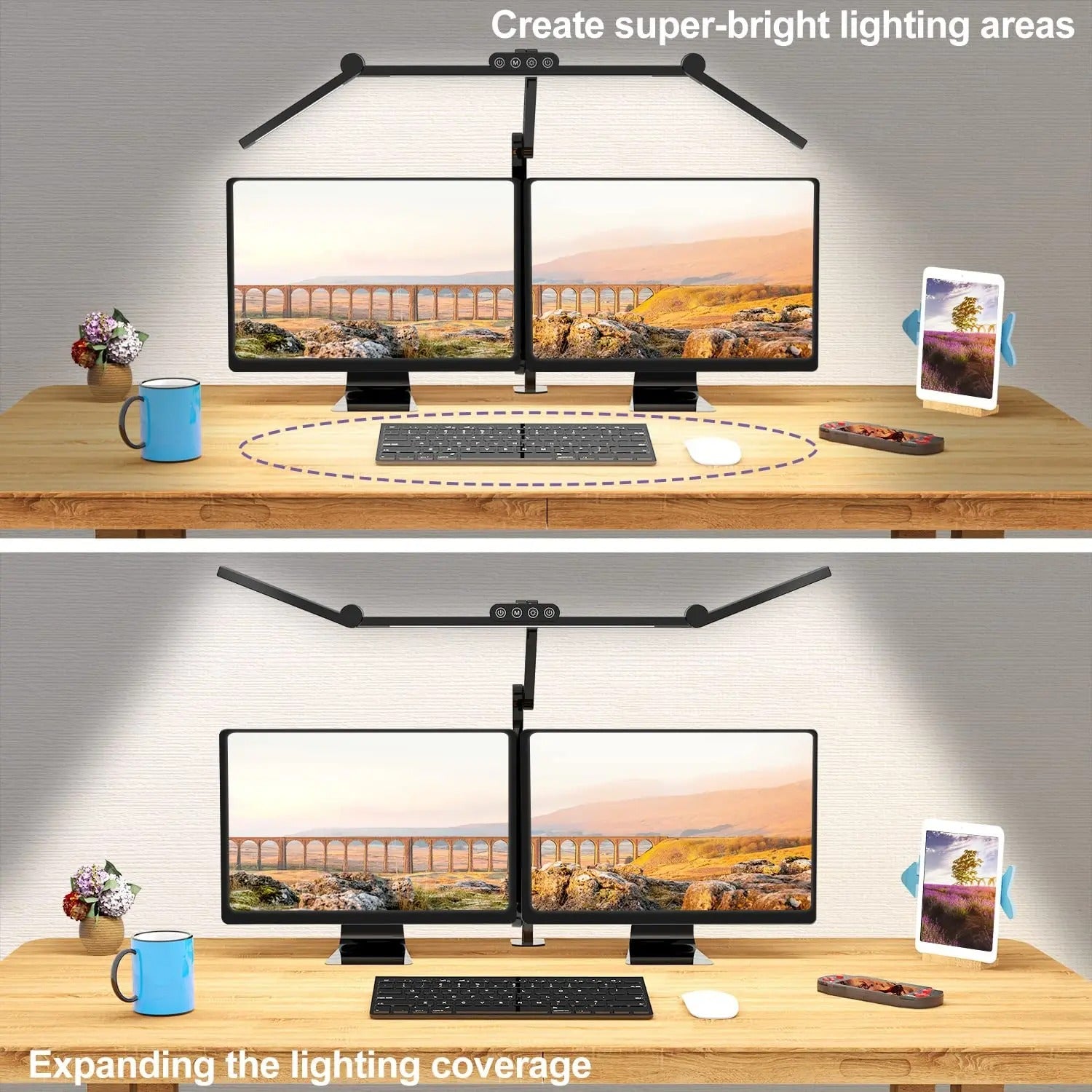 LED Bureaulamp met Klem – 24W Architect Tafellamp met 7 Gewrichten – Automatisch Dimmen, Asymmetrisch Licht en CRI>90