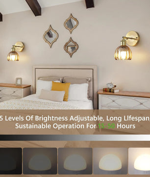 Vintage Glazen Wandlamp – Draadloos en Oplaadbaar met RGB LED – Decoratieve Wandverlichting met Afstandsbediening voor Woonkamer en Slaapkamer