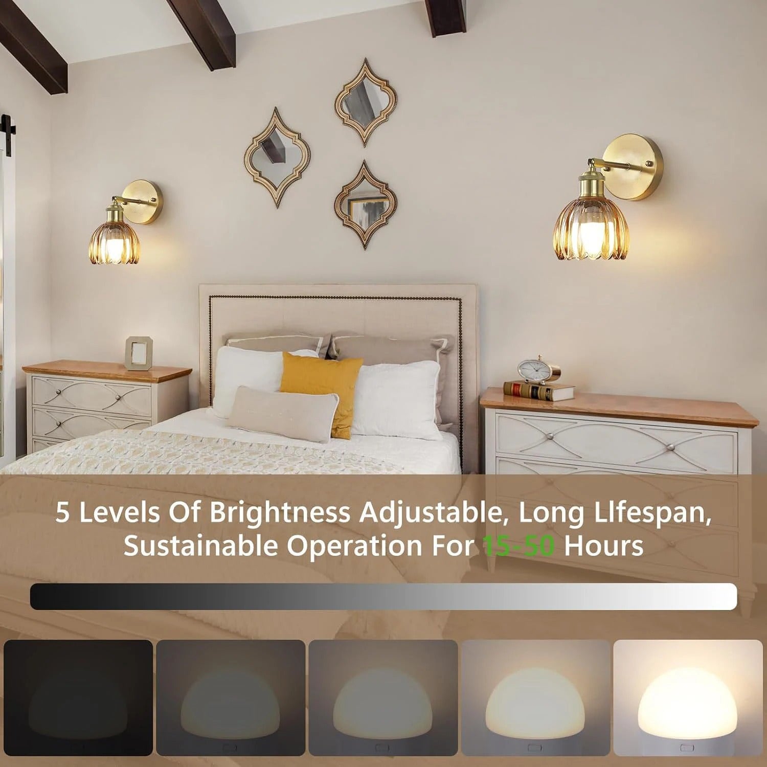 Vintage Glazen Wandlamp – Draadloos en Oplaadbaar met RGB LED – Decoratieve Wandverlichting met Afstandsbediening voor Woonkamer en Slaapkamer
