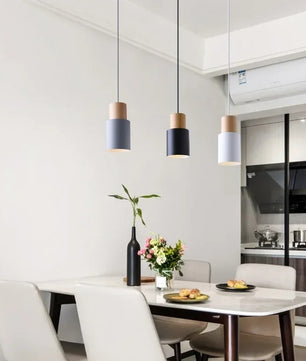 Nordic Moderne LED Hanglamp – Aluminium & Hout Plafondlamp voor Keuken, Bar & Woonkamer