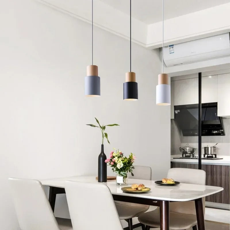 Nordic Moderne LED Hanglamp – Aluminium & Hout Plafondlamp voor Keuken, Bar & Woonkamer