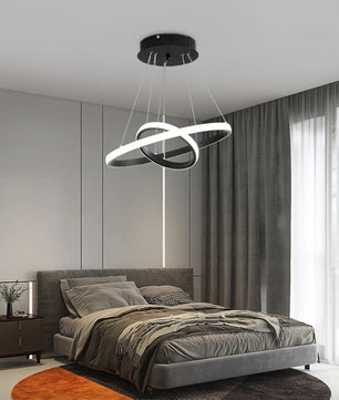 Moderne LED Hanglamp met 2 Ringen – Zwarte Plafondlamp 32W met Helder Wit Licht (6500K)