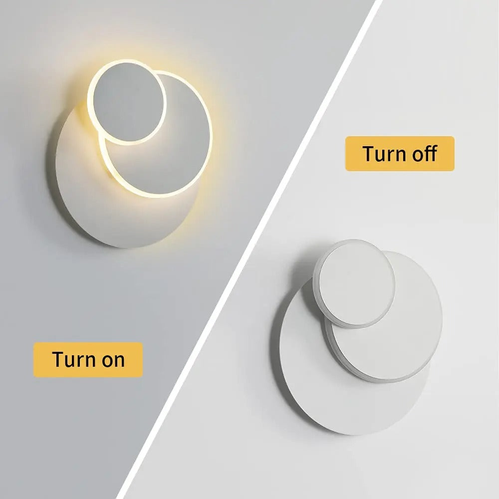 Moderne LED Wandlamp 15W – 3-in-1 Eclipse Design – 350° Draaibaar – Warm Wit Binnenverlichting