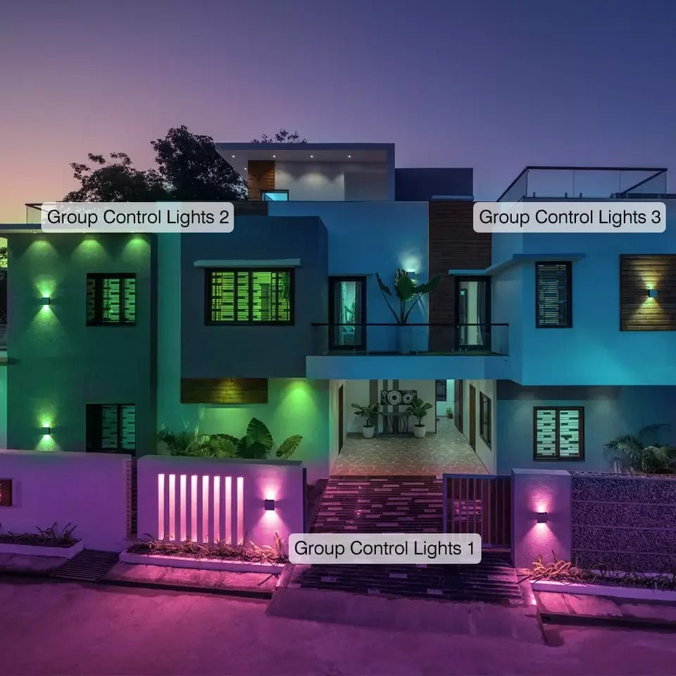 Set van 2 Slimme LED Buitenwandlampen – 10W RGBCW, App- & Stembediening, Waterdicht IP65