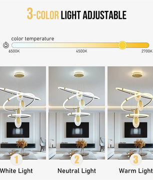 3-Lagen LED Kroonluchter met Acryl Waterdruppels – Moderne Plafondlamp met 3 Lichtkleuren en Verstelbare Ophanging