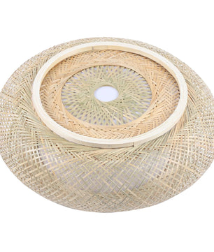 Rotan Hanglamp – Handgeweven Bamboe Plafondlamp Ø40 of Ø50 cm – Moderne Minimalistische Sfeerverlichting voor Woonkamer en Eetkamer